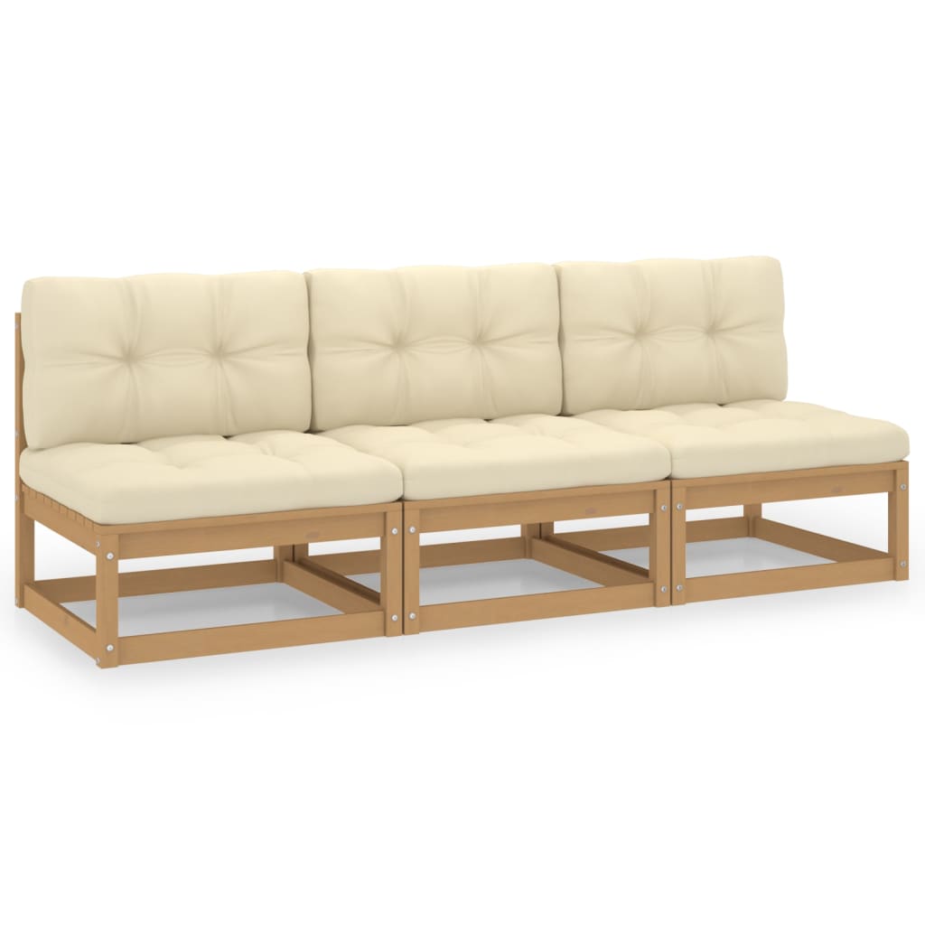 vidaXL Outdoor-Sofa 3-Sitzer Massivholz Kiefer