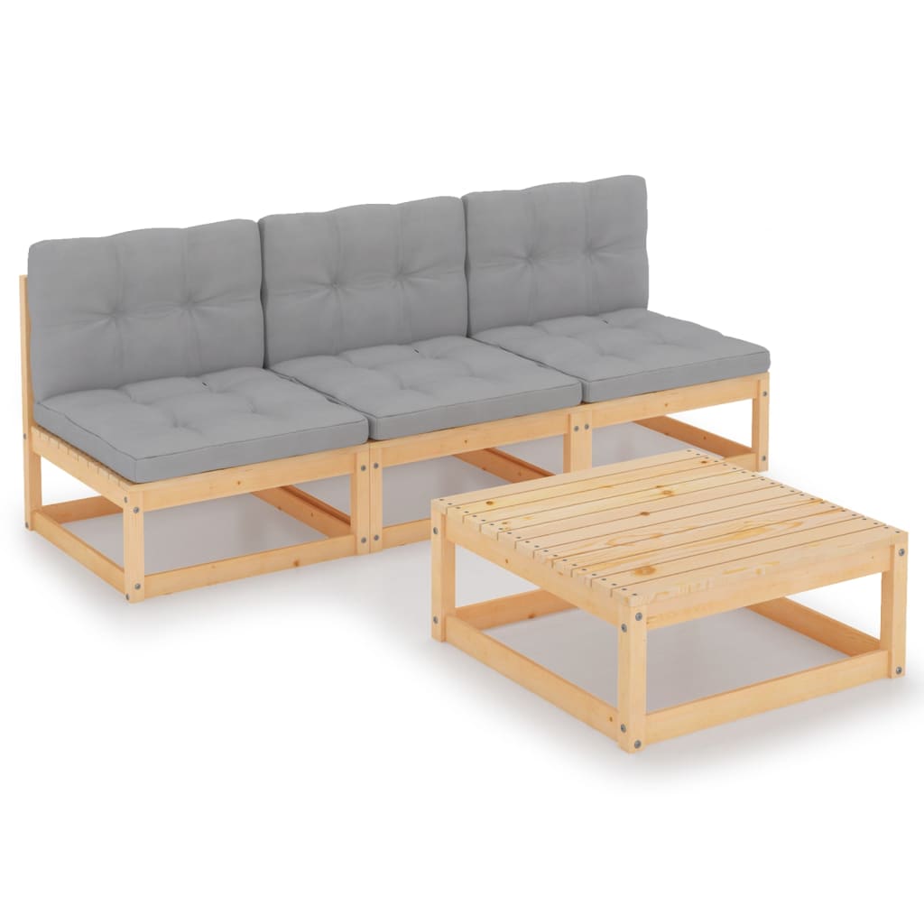 vidaXL 4-tlg. Garten-Lounge-Set Massivholz Kiefer