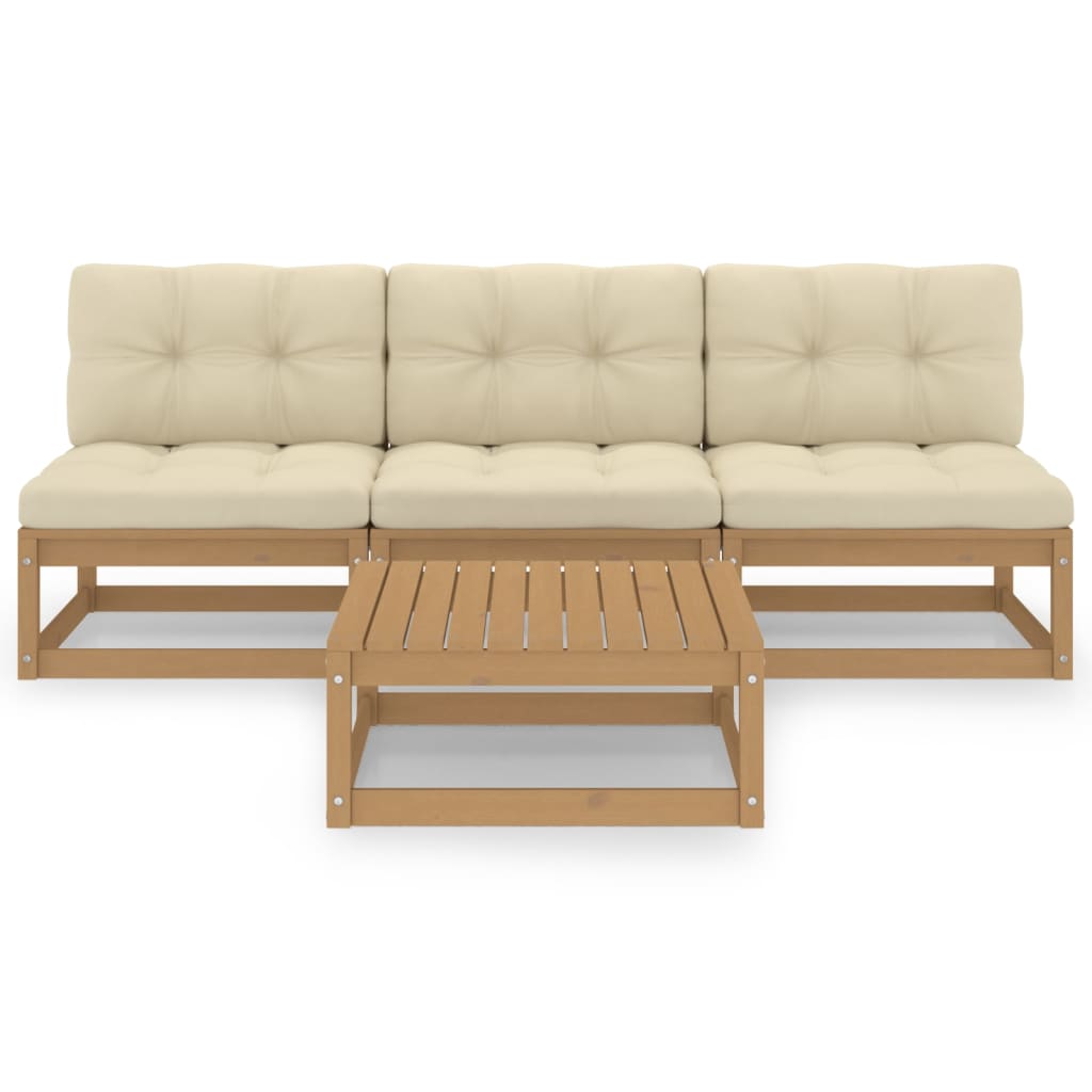 vidaXL 4-tlg. Garten-Lounge-Set Massivholz Kiefer