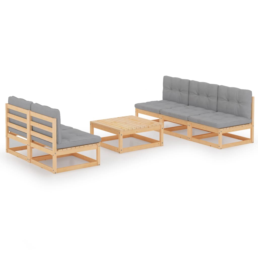 vidaXL 6-tlg. Garten-Lounge-Set Massivholz Kiefer