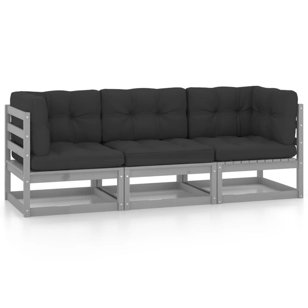 vidaXL Outdoor-Sofa 3-Sitzer Massivholz Kiefer