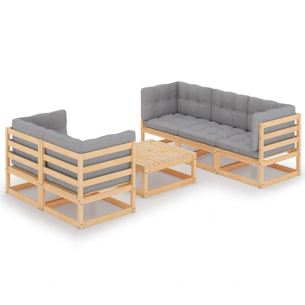 vidaXL 6-tlg. Garten-Lounge-Set Massivholz Kiefer