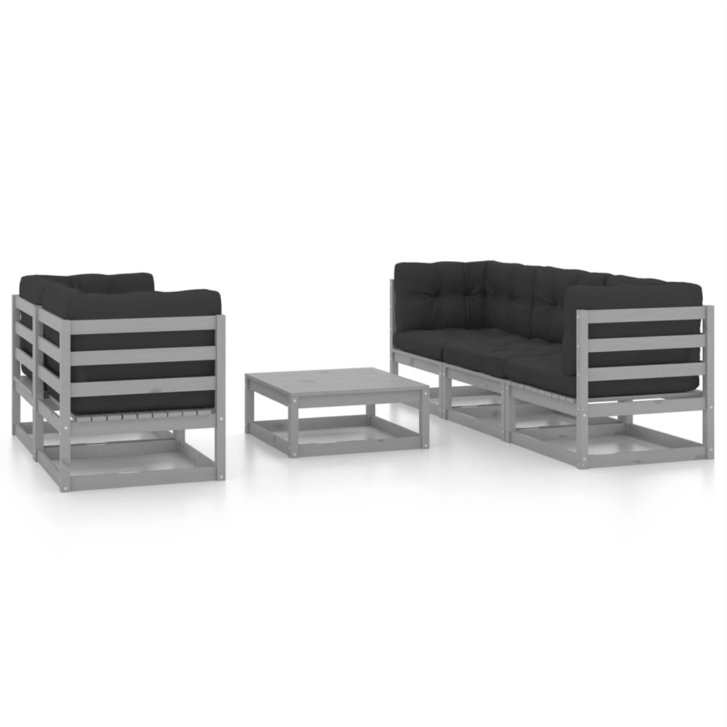 vidaXL 6-tlg. Garten-Lounge-Set Massivholz Kiefer