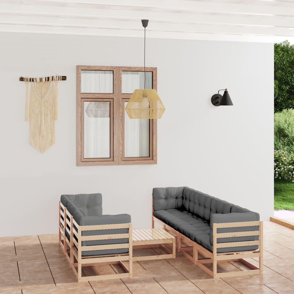 vidaXL 8-tlg. Garten-Lounge-Set Massivholz Kiefer