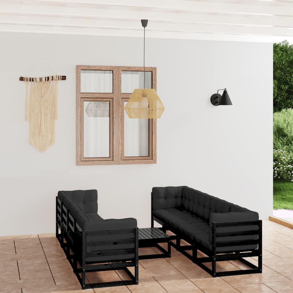 vidaXL 9-tlg. Garten-Lounge-Set mit Kissen Kiefer Massivholz