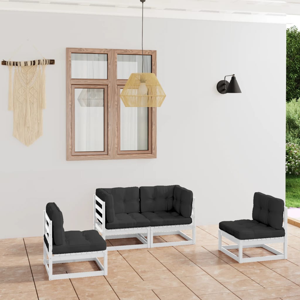vidaXL 4-tlg. Garten-Lounge-Set Massivholz Kiefer