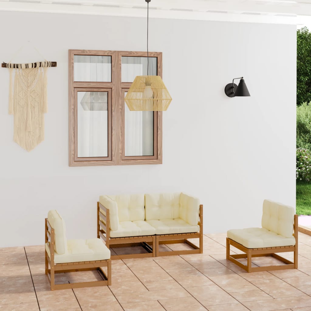 vidaXL 4-tlg. Garten-Lounge-Set Massivholz Kiefer