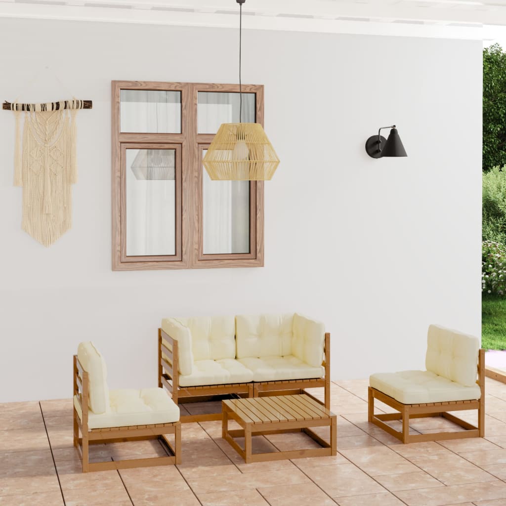 vidaXL 5-tlg. Garten-Lounge-Set Massivholz Kiefer