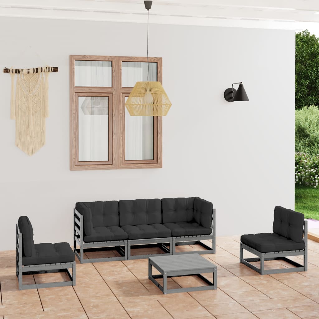 vidaXL 6-tlg. Garten-Lounge-Set Massivholz Kiefer