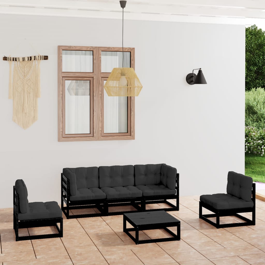 vidaXL 6-tlg. Garten-Lounge-Set Massivholz Kiefer