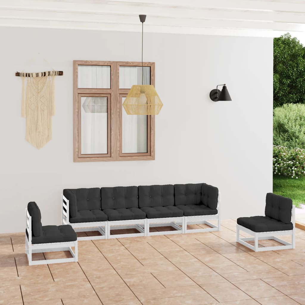 vidaXL 6-tlg. Garten-Lounge-Set Grau Massivholz Kiefer