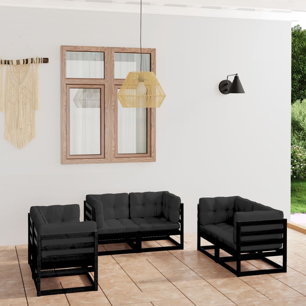 vidaXL 6-tlg. Garten-Lounge-Set Massivholz Kiefer
