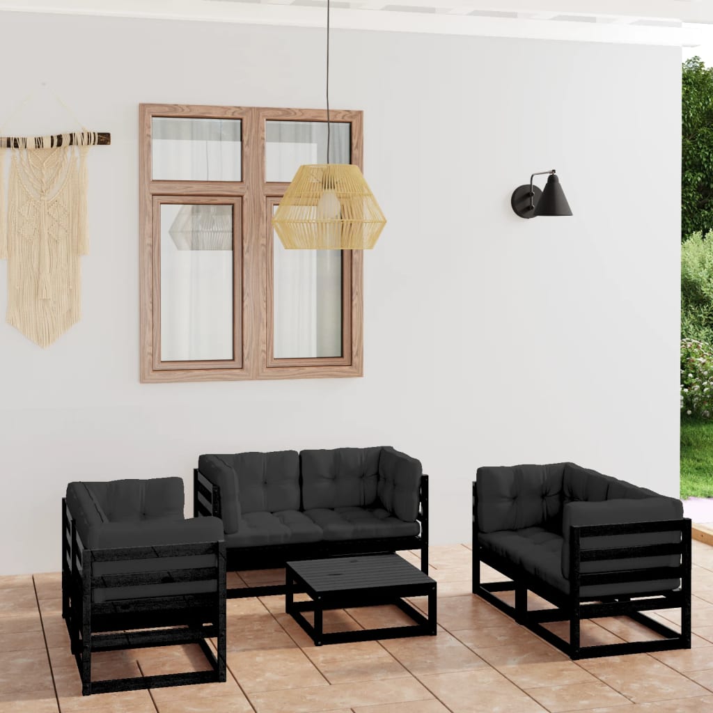 vidaXL 7-tlg. Garten-Lounge-Set mit Kissen Kiefer Massivholz