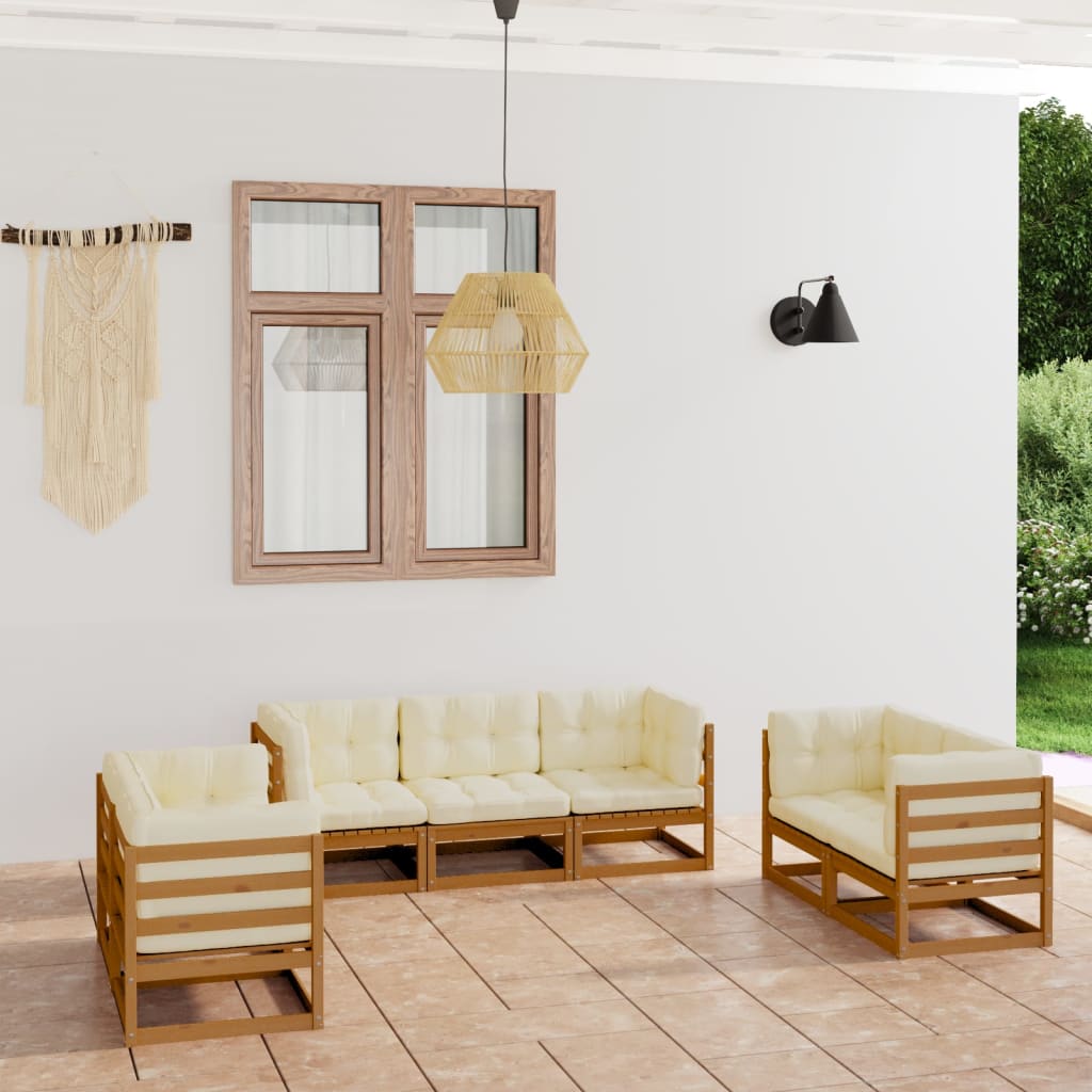 vidaXL 7-tlg. Garten-Lounge-Set Massivholz Kiefer