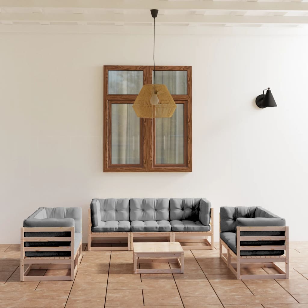 vidaXL 8-tlg. Garten-Lounge-Set Massivholz Kiefer