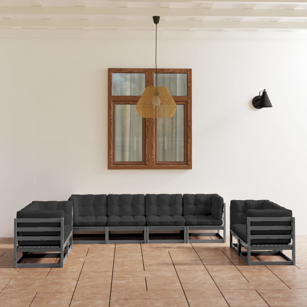 vidaXL 8-tlg. Garten-Lounge-Set Massivholz Kiefer