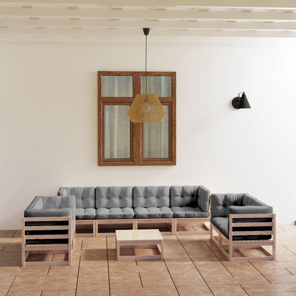 vidaXL 9-tlg. Garten-Lounge-Set Massivholz Kiefer
