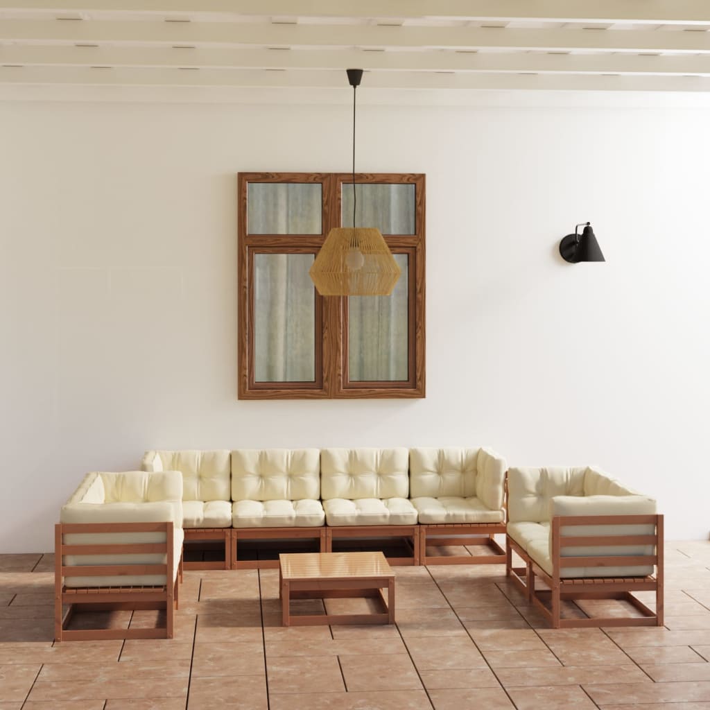 vidaXL 9-tlg. Garten-Lounge-Set Massivholz Kiefer