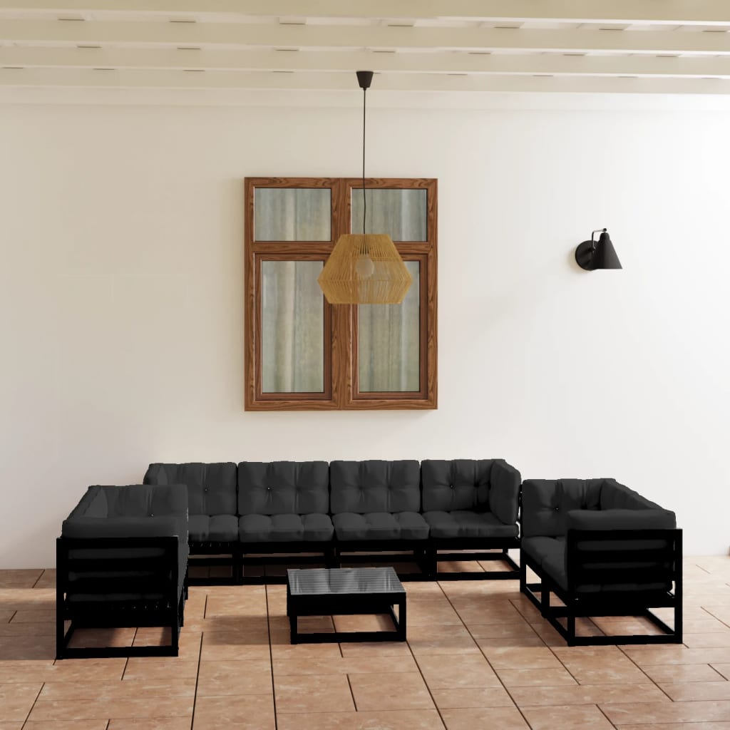 vidaXL 9-tlg. Garten-Lounge-Set Massivholz Kiefer