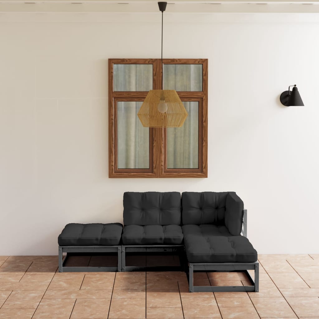 vidaXL 4-tlg. Garten-Lounge-Set Massivholz Kiefer