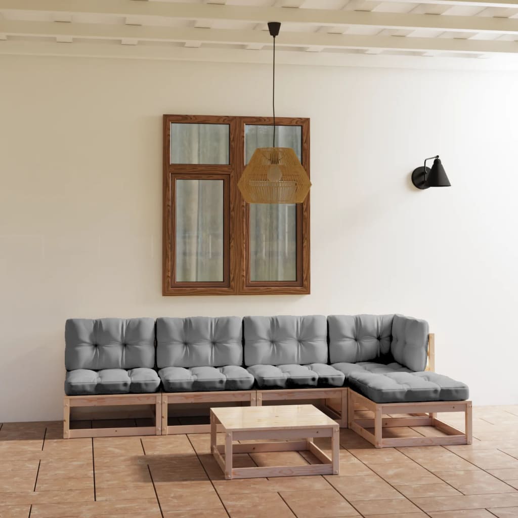 vidaXL 6-tlg. Garten-Lounge-Set Massivholz Kiefer