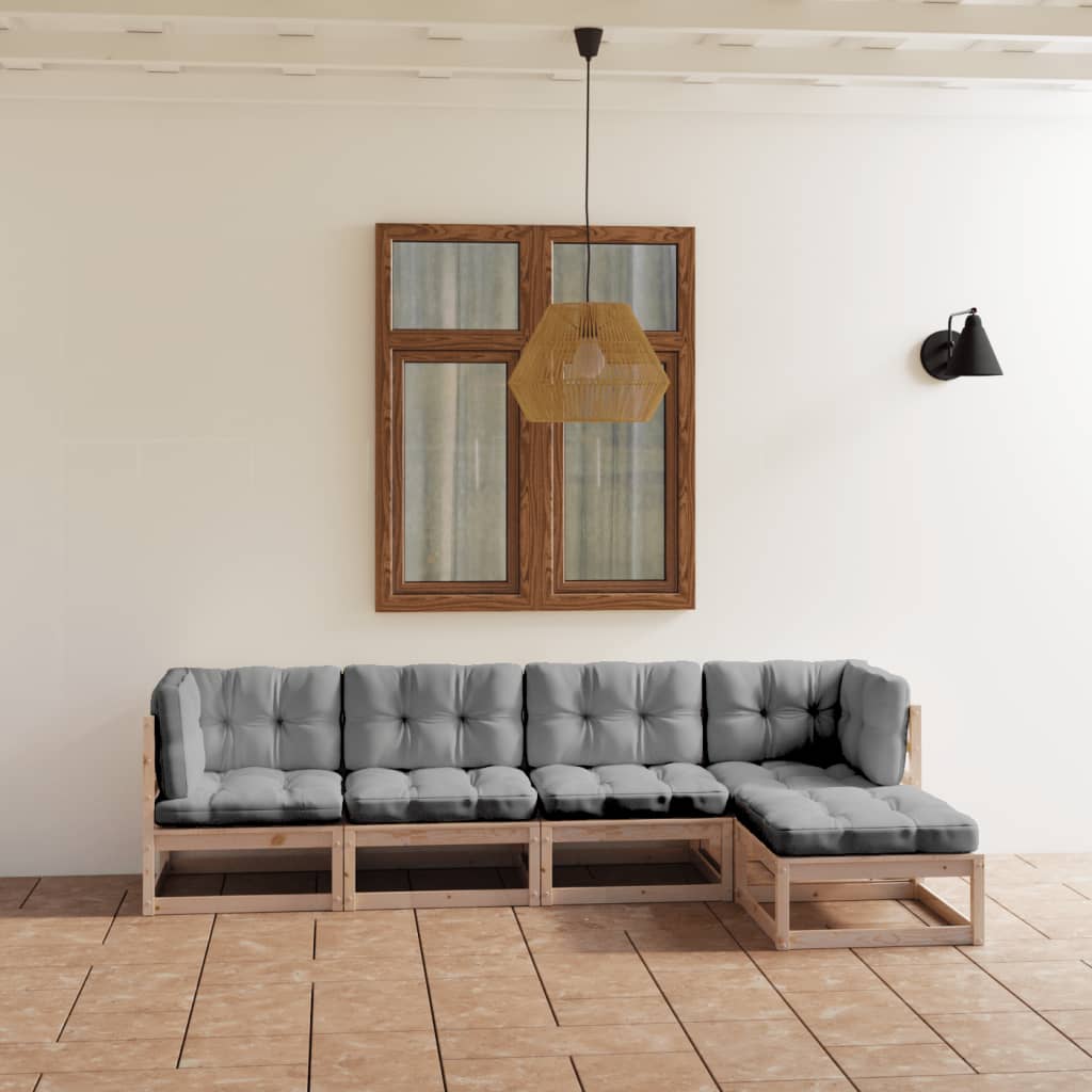 vidaXL 5-tlg. Garten-Lounge-Set Massivholz Kiefer