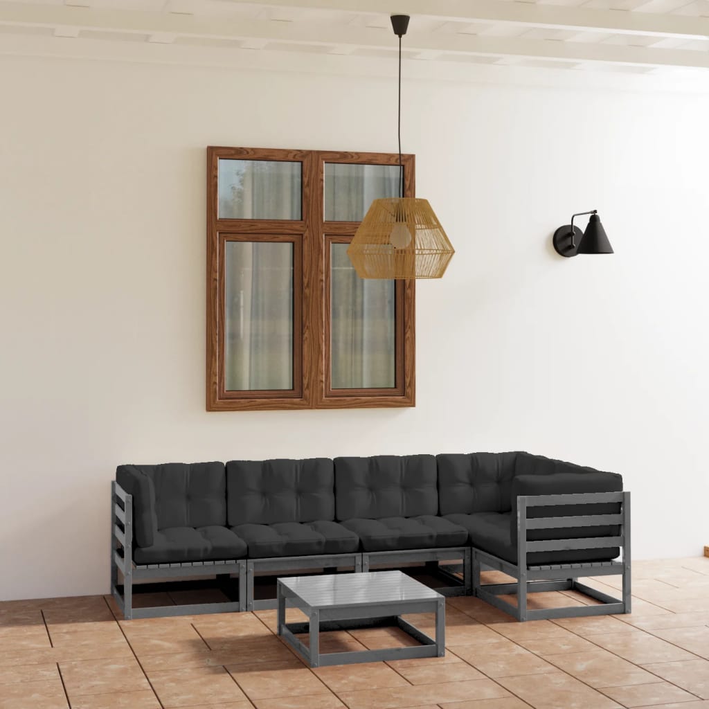 vidaXL 6-tlg. Garten-Lounge-Set Massivholz Kiefer