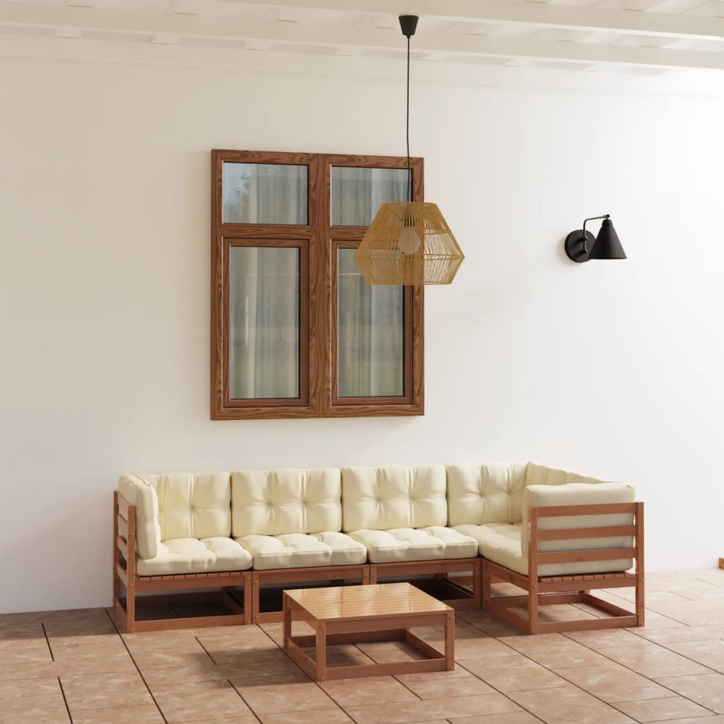 vidaXL 6-tlg. Garten-Lounge-Set Massivholz Kiefer
