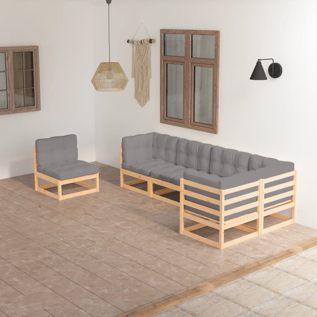 vidaXL 6-tlg. Garten-Lounge-Set Massivholz Kiefer