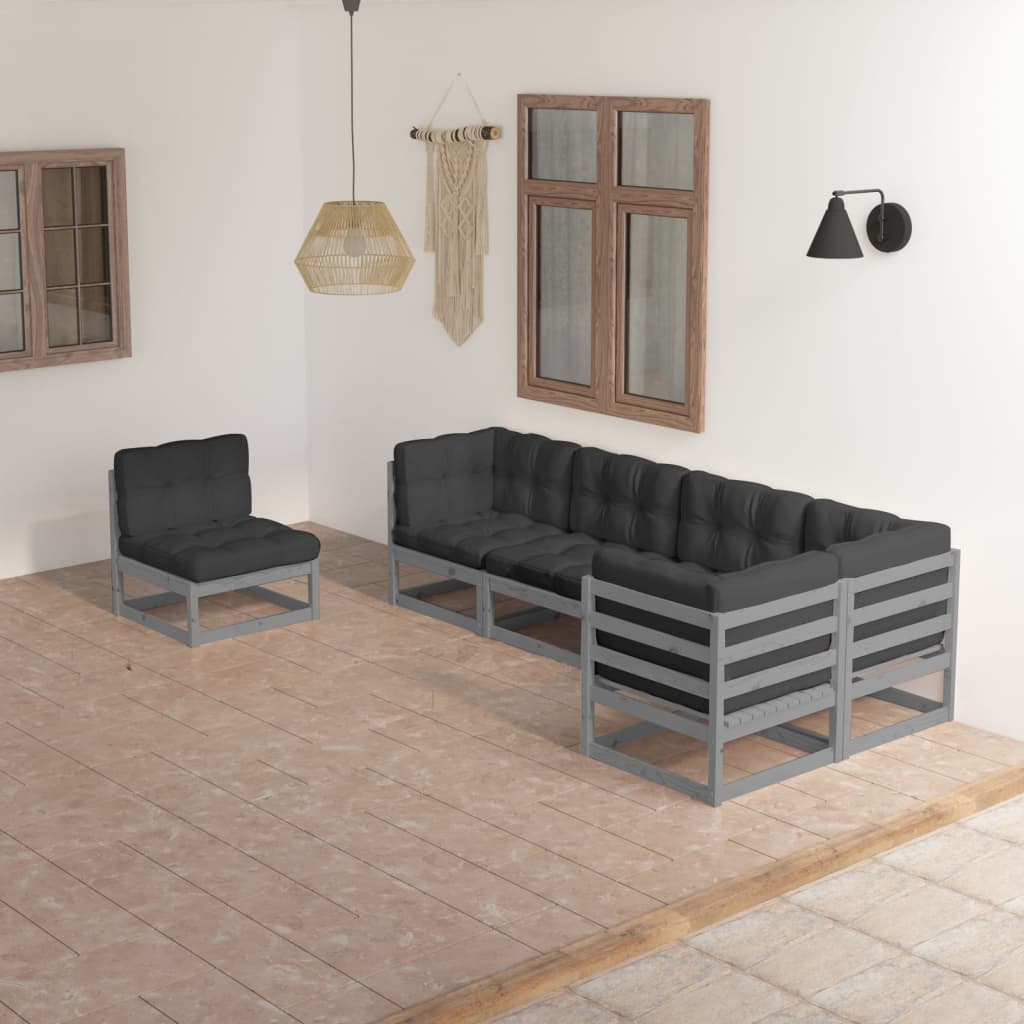 vidaXL 6-tlg. Garten-Lounge-Set Massivholz Kiefer