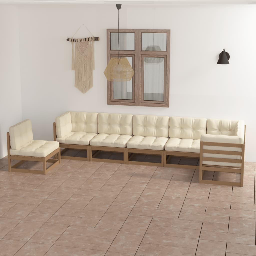 vidaXL 7-tlg. Garten-Lounge-Set Massivholz Kiefer