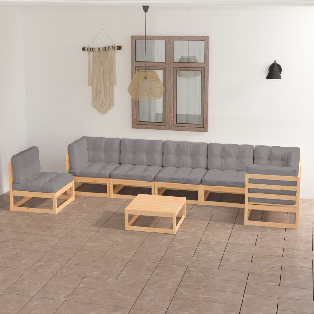 vidaXL 8-tlg. Garten-Lounge-Set Massivholz Kiefer