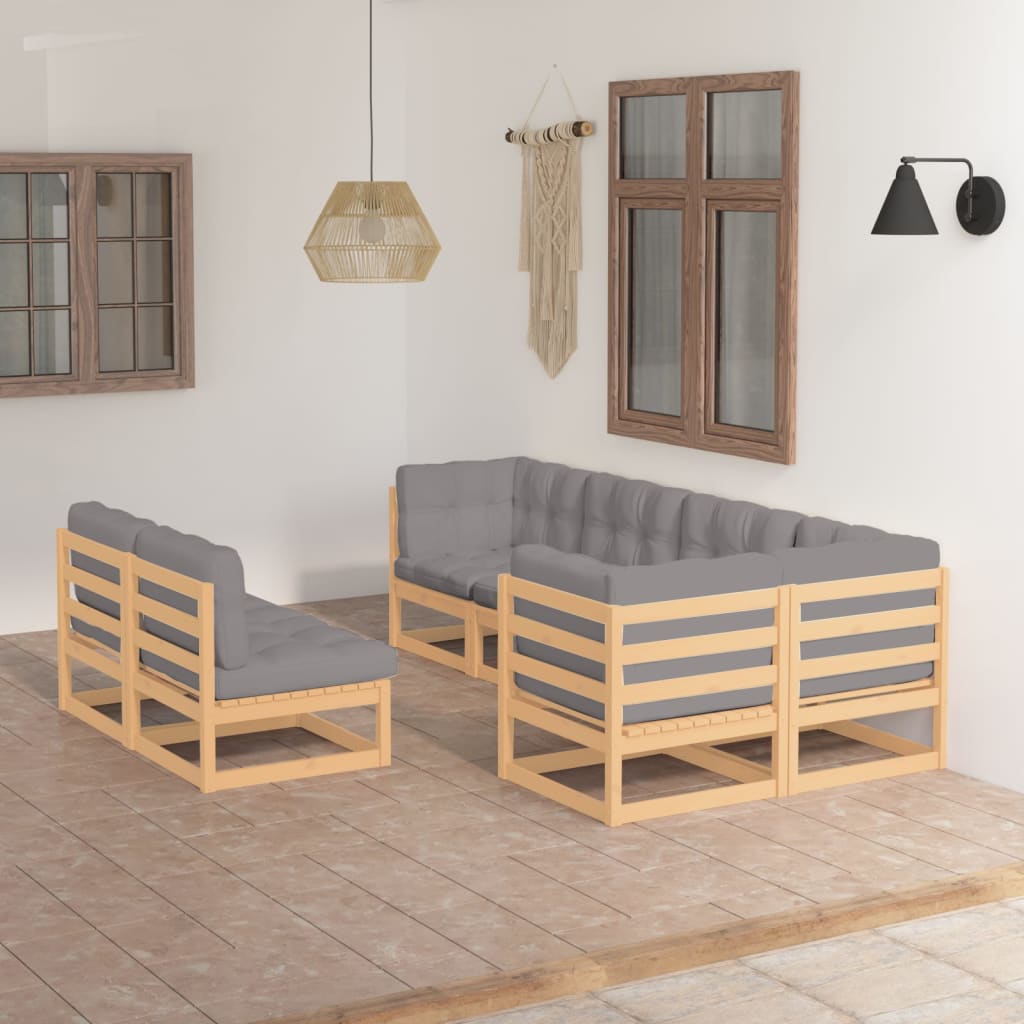 vidaXL 7-tlg. Garten-Lounge-Set Massivholz Kiefer