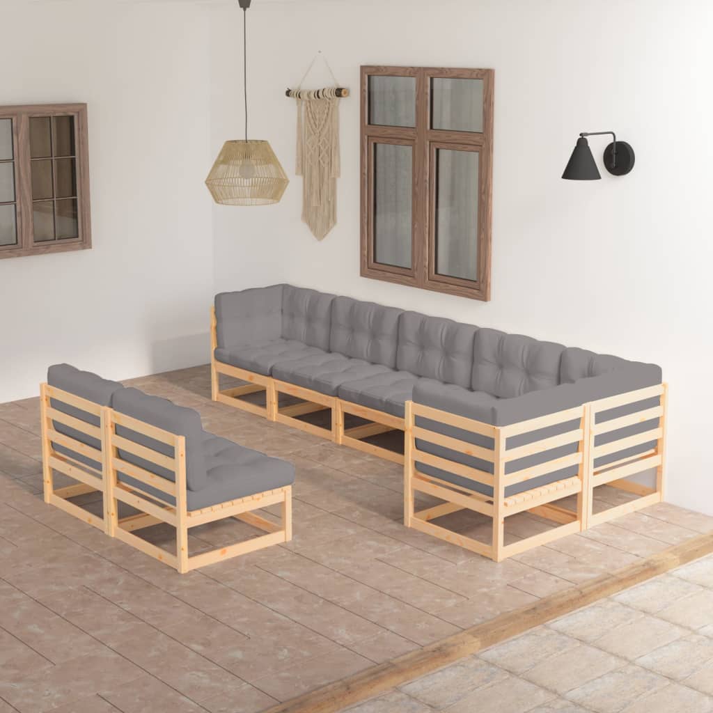 vidaXL 8-tlg. Garten-Lounge-Set mit Kissen Massivholz Kiefer