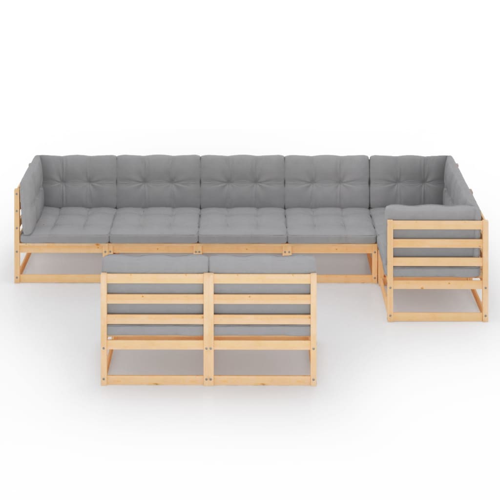 vidaXL 8-tlg. Garten-Lounge-Set mit Kissen Massivholz Kiefer