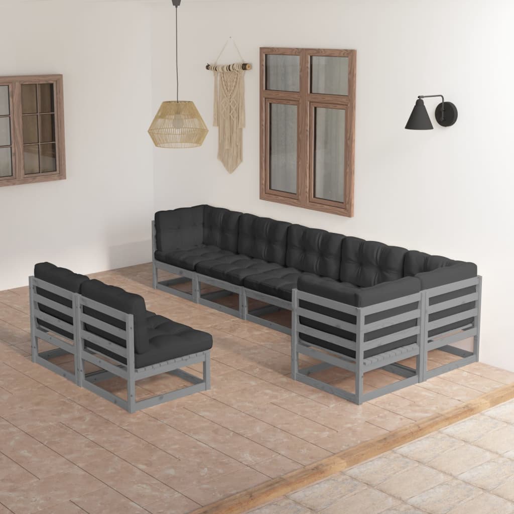 vidaXL 8-tlg. Garten-Lounge-Set mit Kissen Massivholz Kiefer
