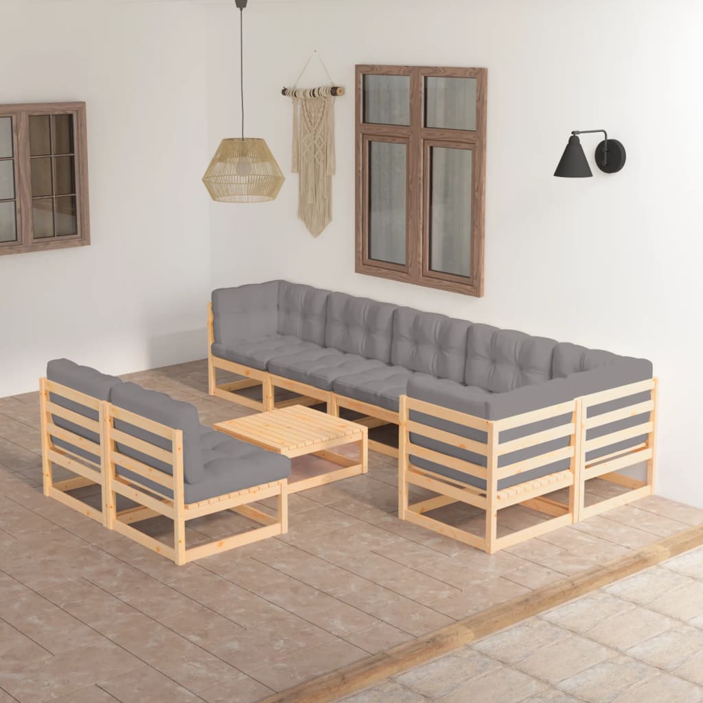 vidaXL 9-tlg. Garten-Lounge-Set Honigbraun Massivholz Kiefer