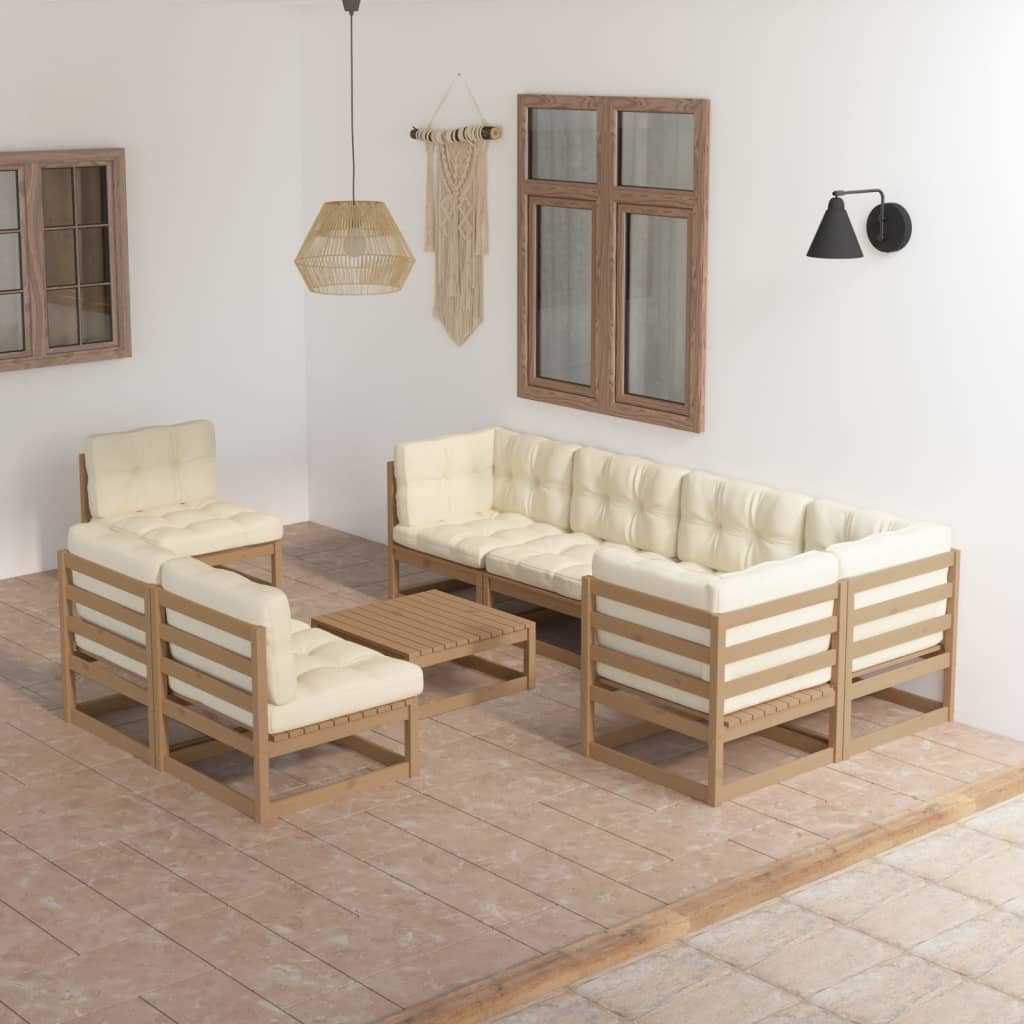 vidaXL 9-tlg. Garten-Lounge-Set Honigbraun Massivholz Kiefer