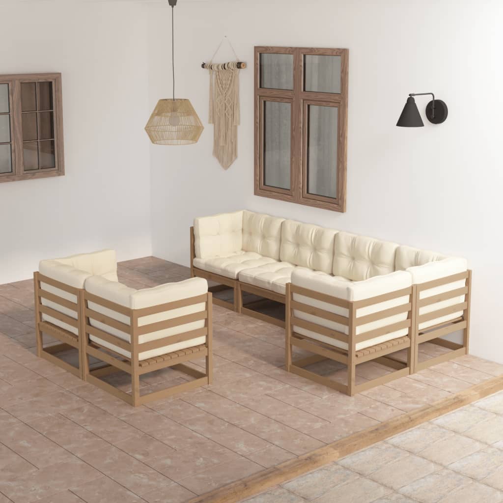 vidaXL 7-tlg. Garten-Lounge-Set Grau Massivholz Kiefer