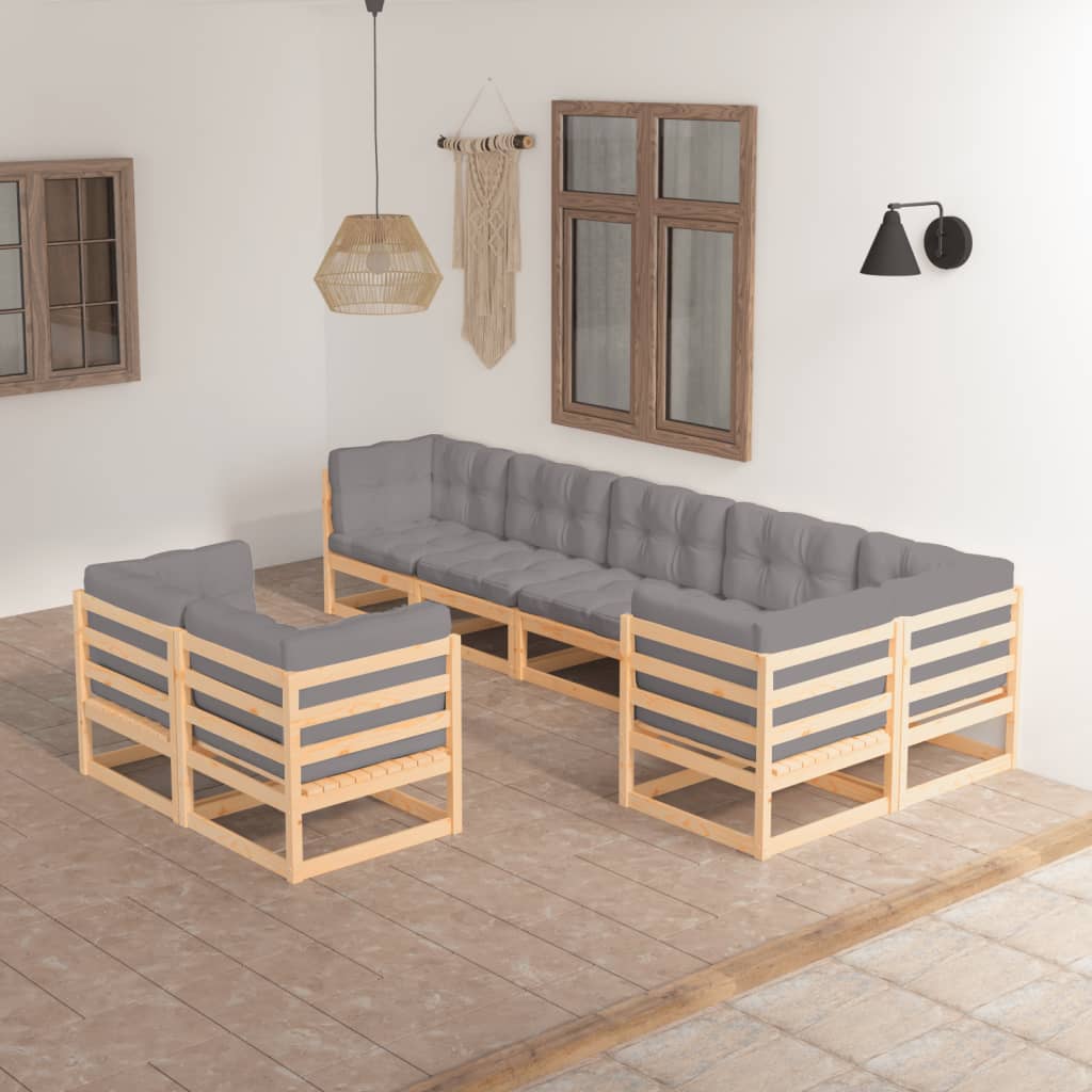 vidaXL 8-tlg. Garten-Lounge-Set Massivholz Kiefer