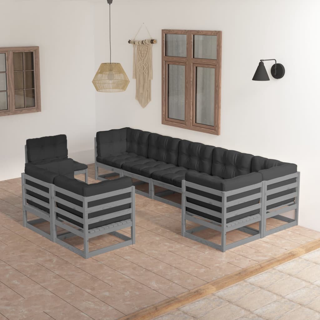 vidaXL 9-tlg. Garten-Lounge-Set Massivholz Kiefer