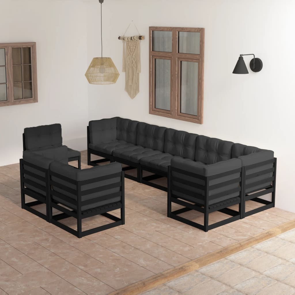 vidaXL 9-tlg. Garten-Lounge-Set Massivholz Kiefer