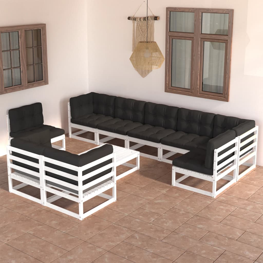 vidaXL 10-tlg. Garten-Lounge-Set Massivholz Kiefer