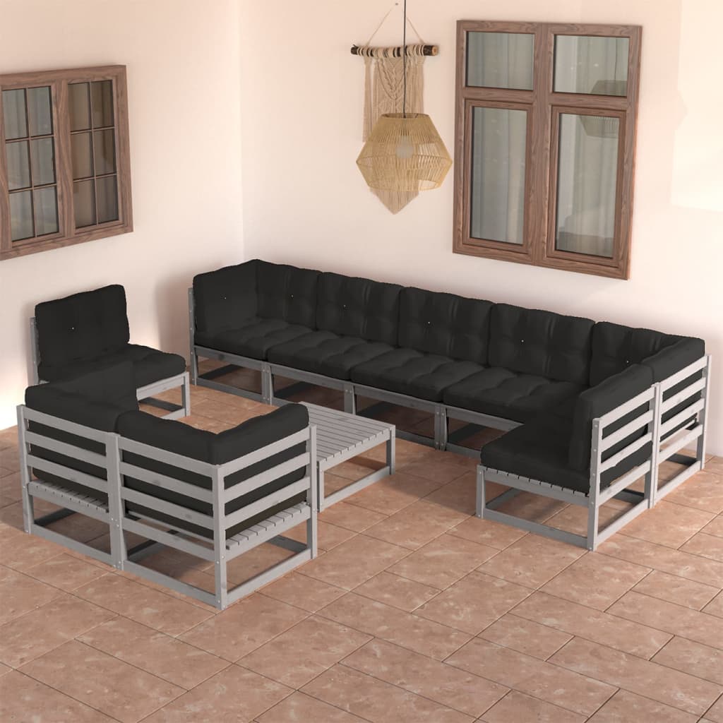 vidaXL 10-tlg. Garten-Lounge-Set Massivholz Kiefer