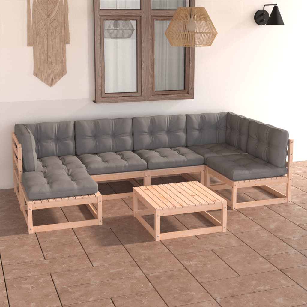 vidaXL 7-tlg. Garten-Lounge-Set Massivholz Kiefer