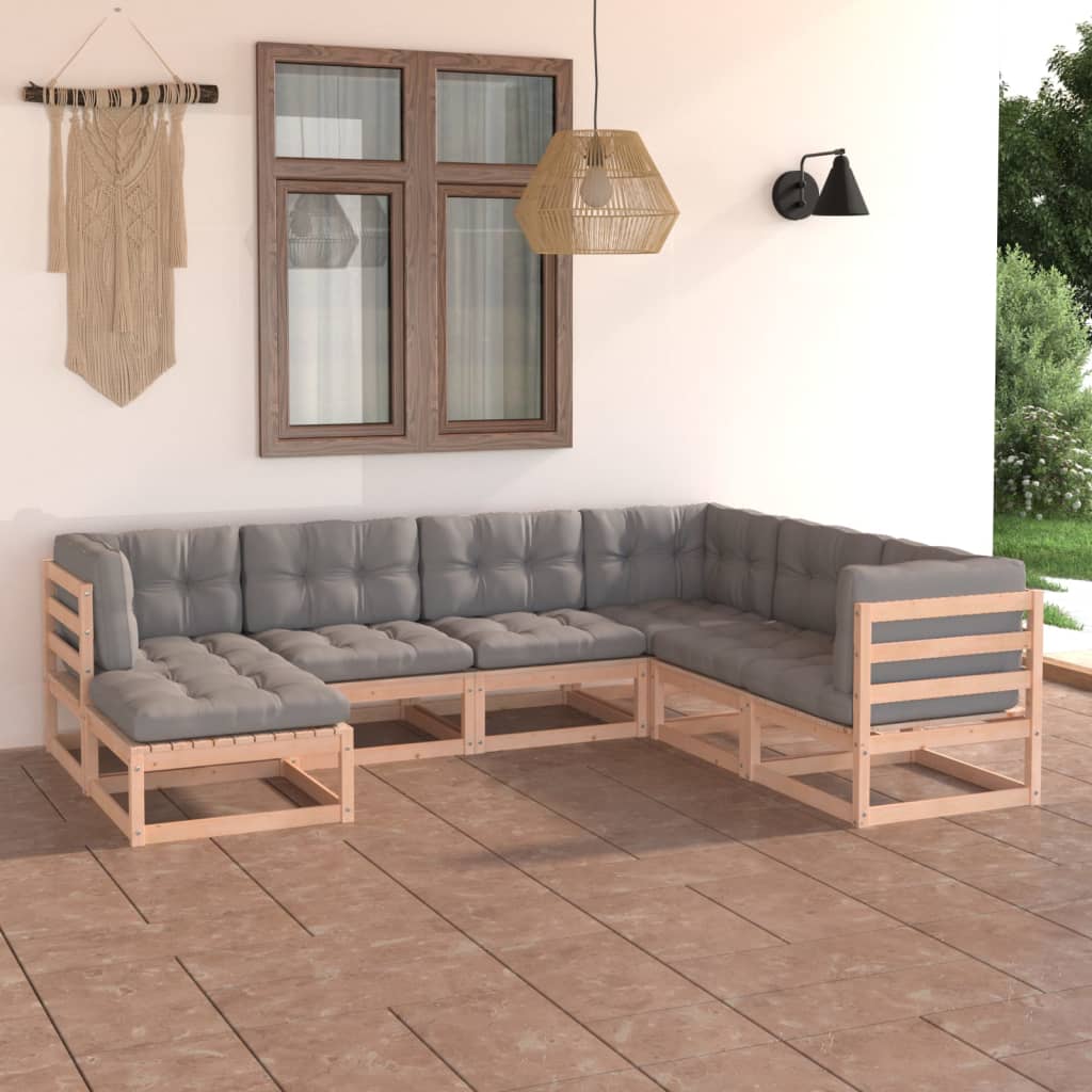 vidaXL 7-tlg. Garten-Lounge-Set Massivholz Kiefer
