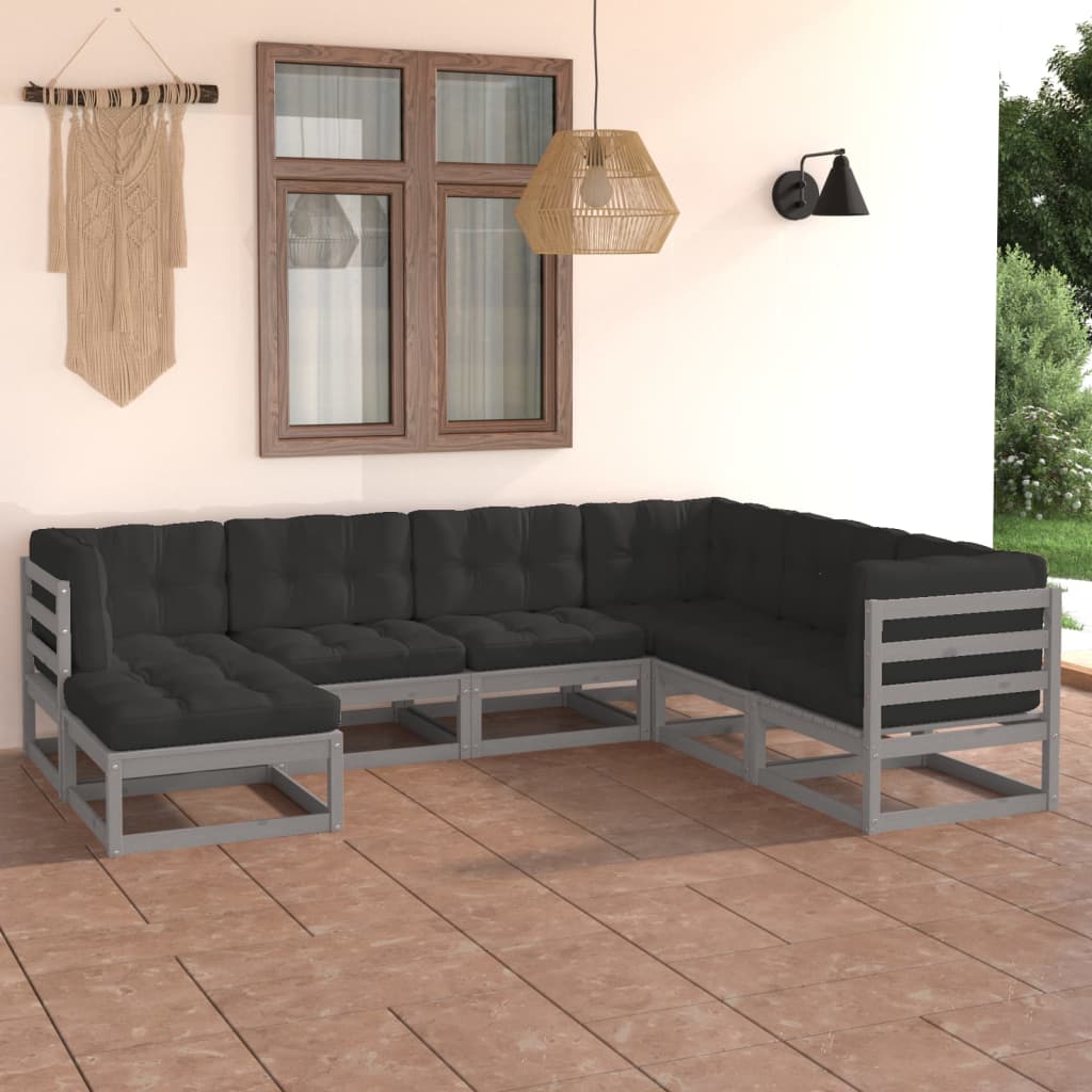 vidaXL 7-tlg. Garten-Lounge-Set Massivholz Kiefer