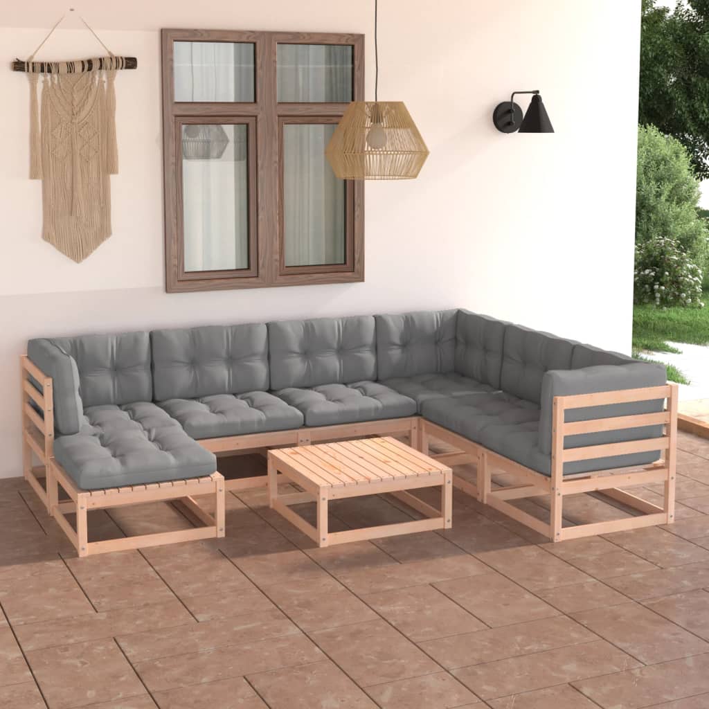 vidaXL 8-tlg. Garten-Lounge-Set Massivholz Kiefer