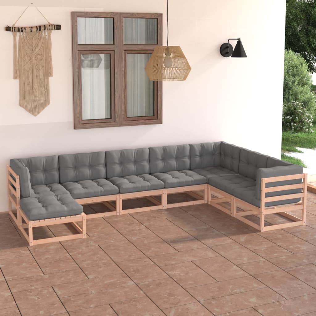 vidaXL 8-tlg. Garten-Lounge-Set Massivholz Kiefer