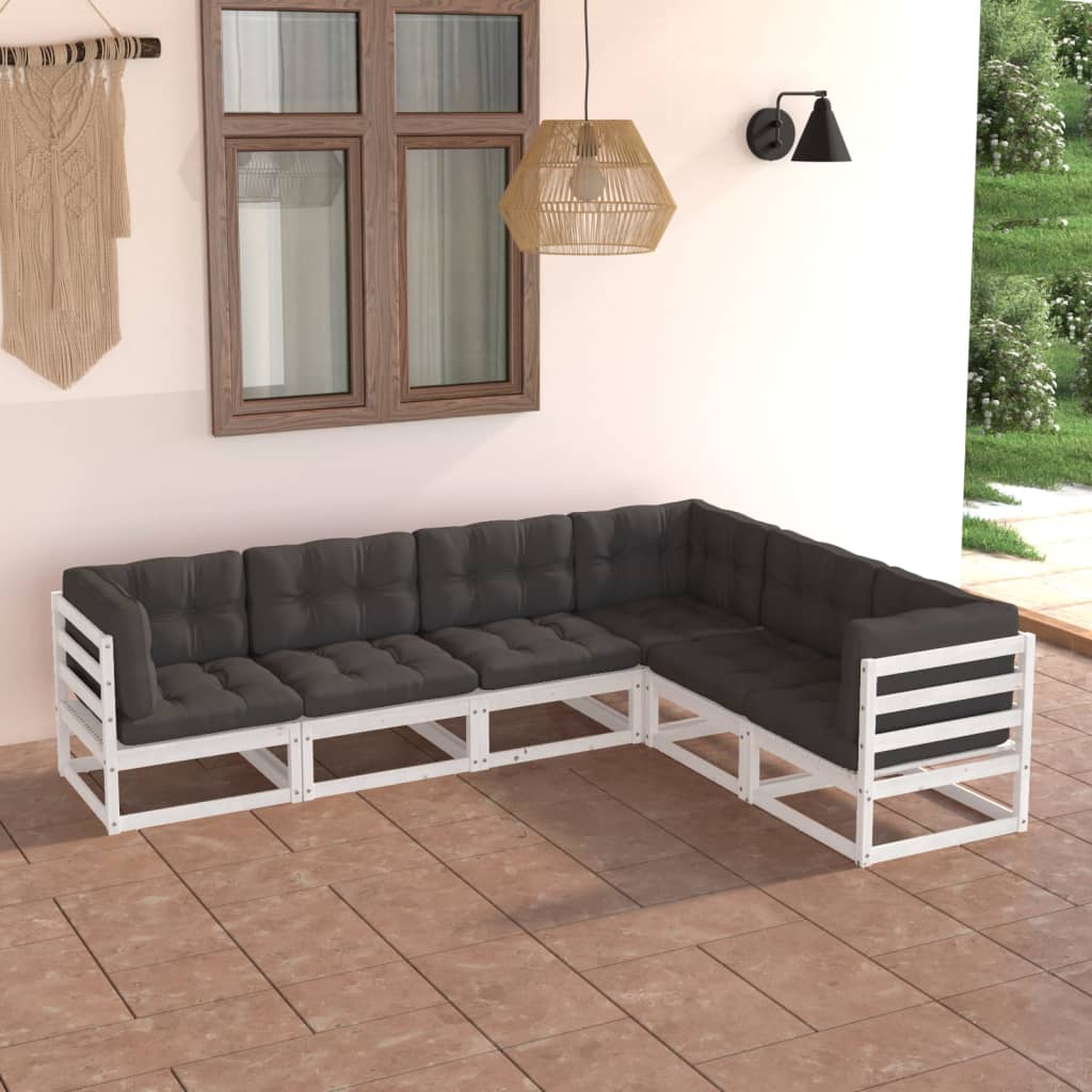vidaXL 6-tlg. Garten-Lounge-Set Massivholz Kiefer